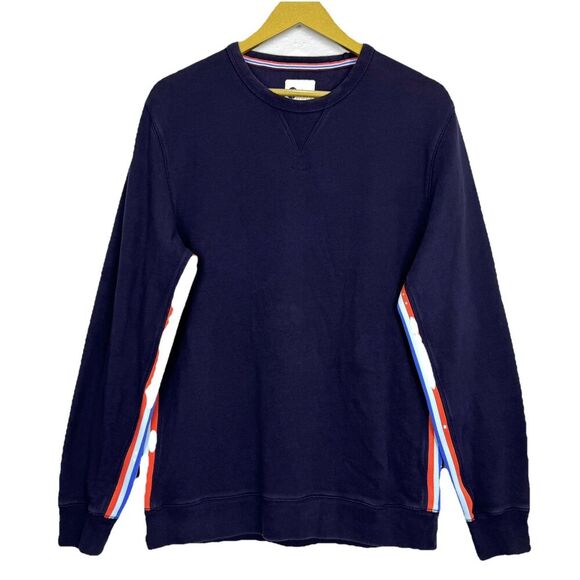 Boden Mens Sweatshirt Pullover Size M Navy Blue Racing Stripes Preppy Old Money - Picture 1 of 6